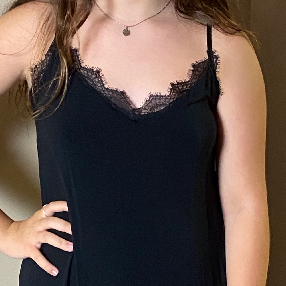 Pj Salvage black chemise w lace detail